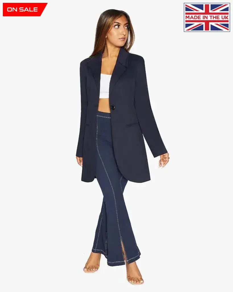 Womens longline 2025 navy blazer