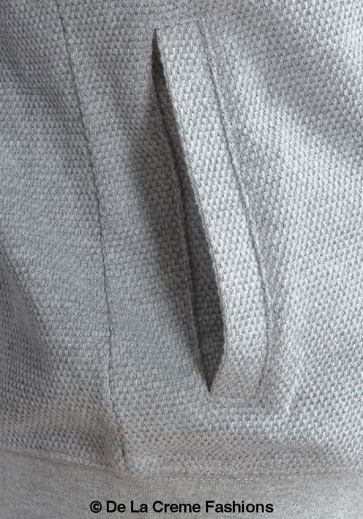 De La Creme MAN - Pique Grey Long Sleeve Zip-up Bomber Jacket
