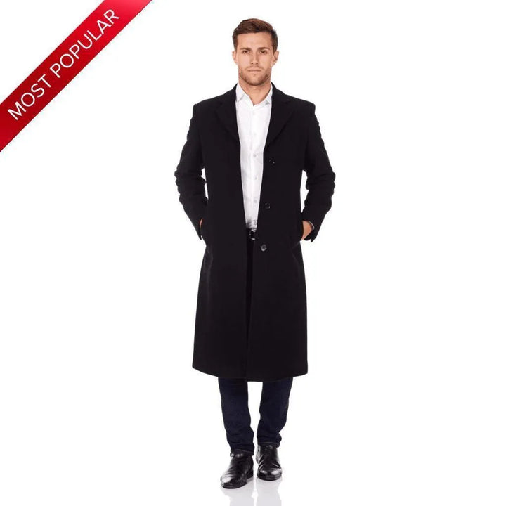 De La Creme MAN - Wool & Cashmere Blend Covert Long Coat