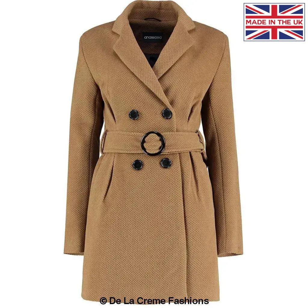 Womens camel 2025 belted coat