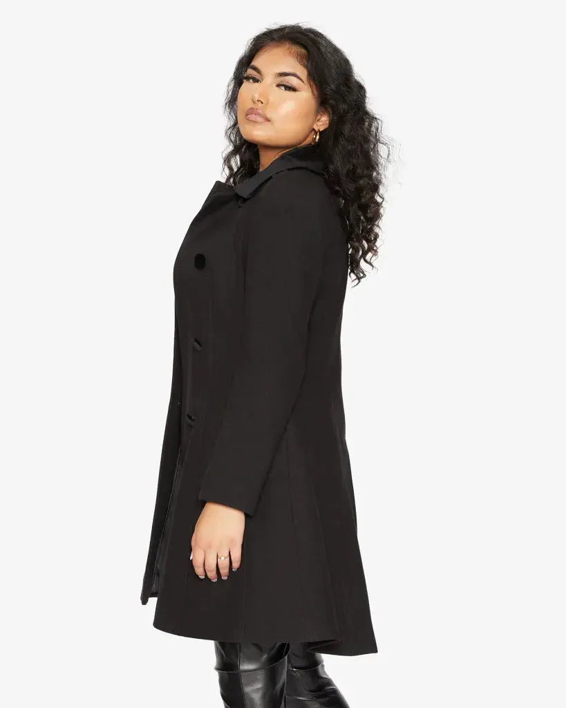 Plus size double 2025 breasted flare coat