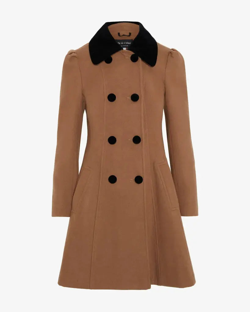 Faux fur collar sales velvet trim coat