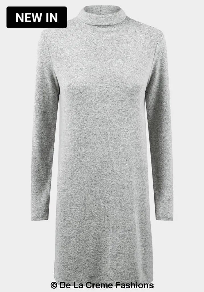 De La Creme - Womens Grey Soft Fleece Jumper Dress