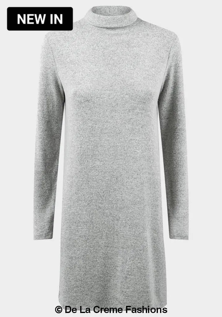De La Creme Womens Grey Soft Fleece Jumper Dress