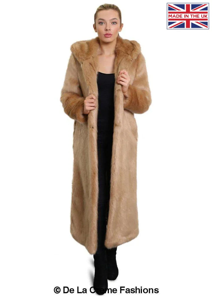 De La Creme - Womens Iconic Faux Fur Hooded Long Coat