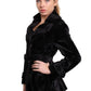 De La Creme - Women's Luxury Black Ponyskin Double Breasted Short Coat