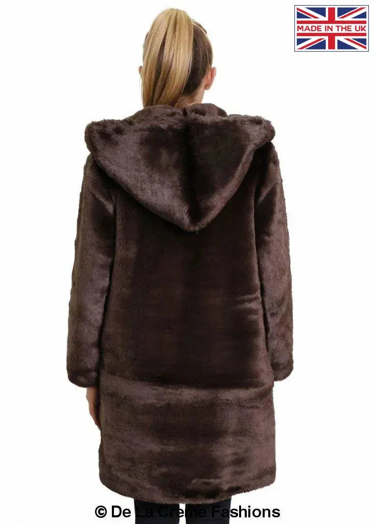 De La Creme Women s Luxury Faux Fur Jacket Ladies Hooded Winter Coat