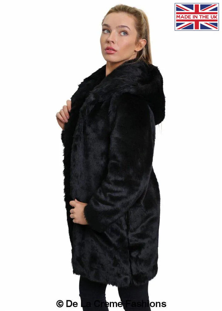 De La Creme - Women's Luxury Faux Fur Jacket Ladies Hooded Winter Coat