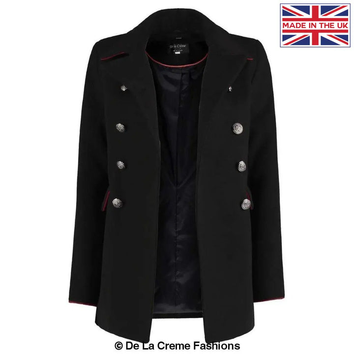 De La Creme - Women's Military Style Pea Coat