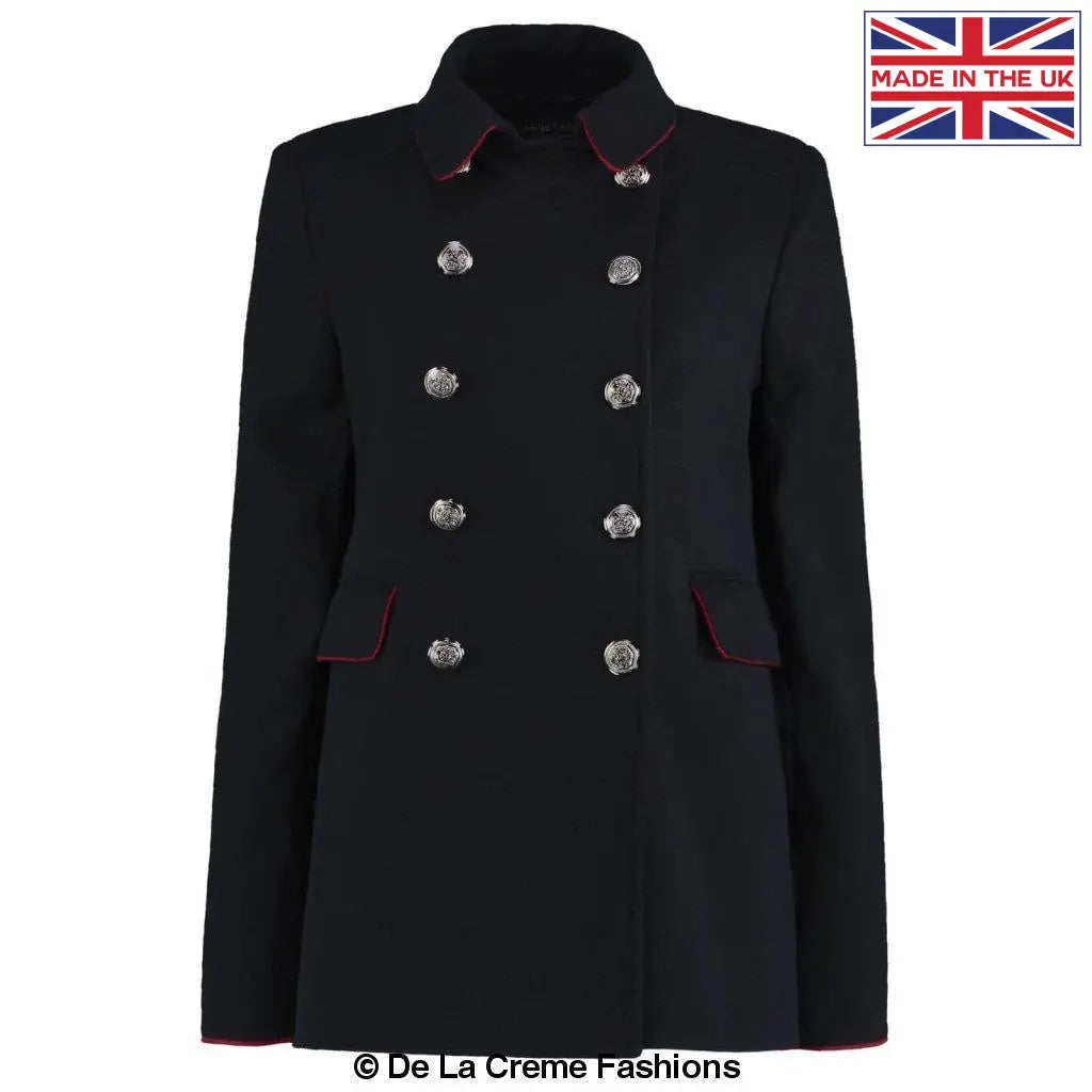 De La Creme - Women's Military Style Pea Coat