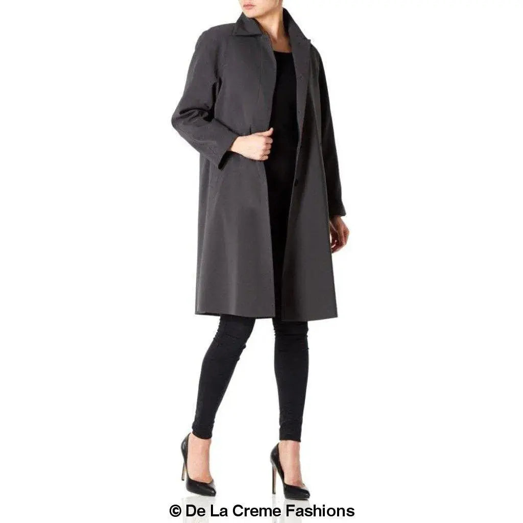 Plus size swing coat top with hood