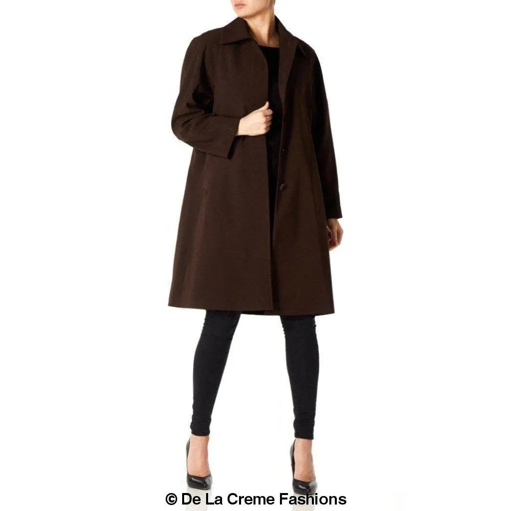De La Creme - Womens Oversized Knee Length Plus Size Mac