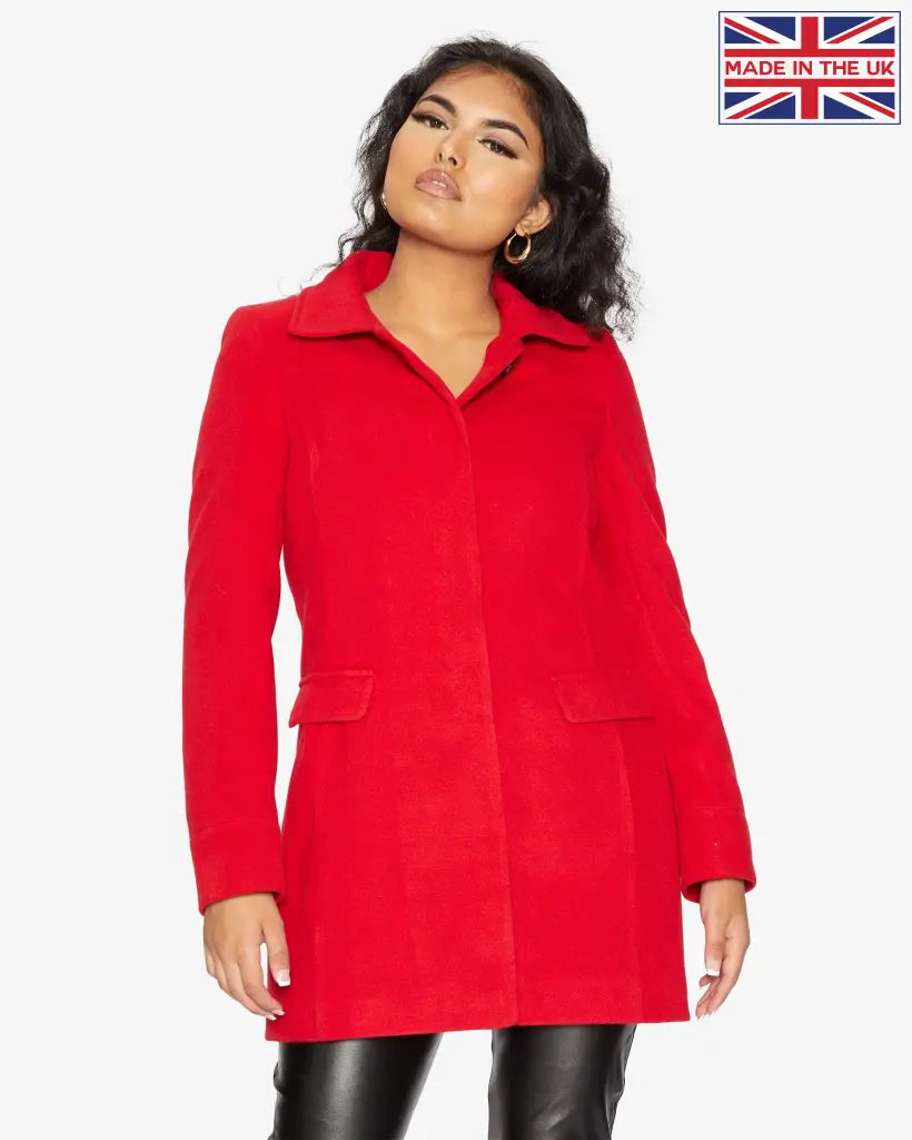 Womens Wool Blend Hip Length Covert Coat