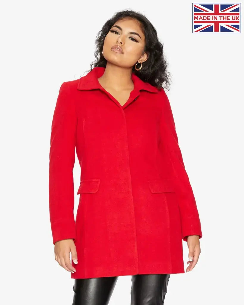Hip length wool coat hot sale