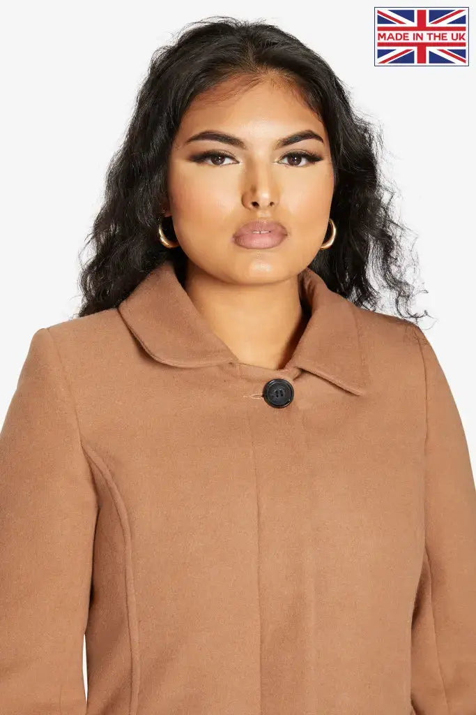 Hip length wool coat sales