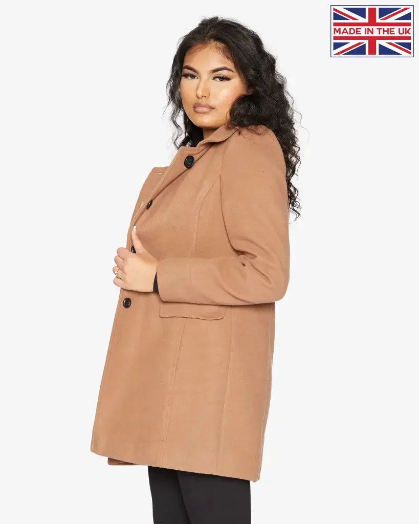 Womens Wool Blend Hip Length Covert Coat