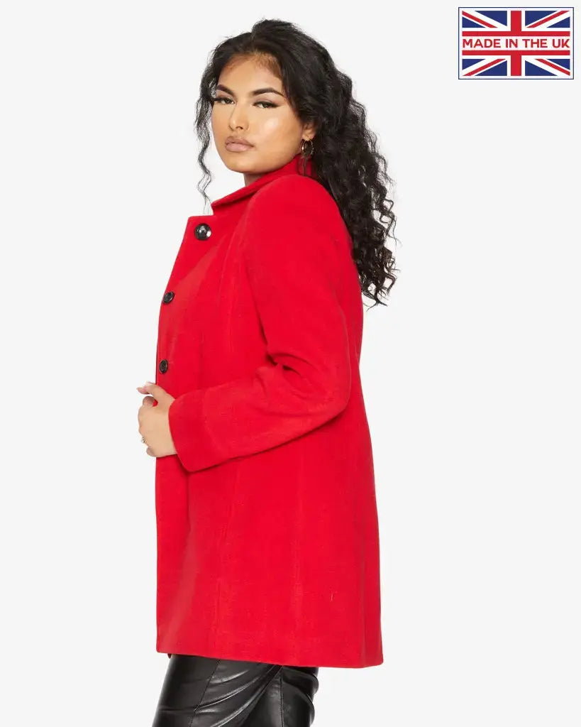 Hip length top wool coat