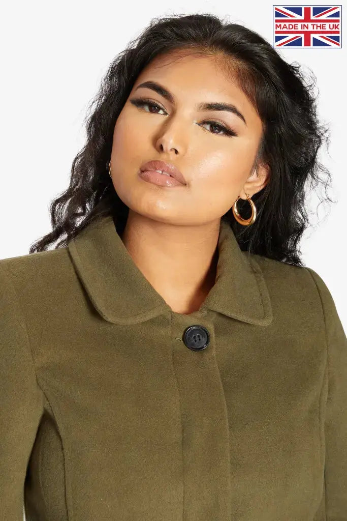 Khaki wool coat womens sales