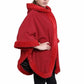 De La Creme - Womens Wool & Cashmere Blend Fur Lined Hooded Cape