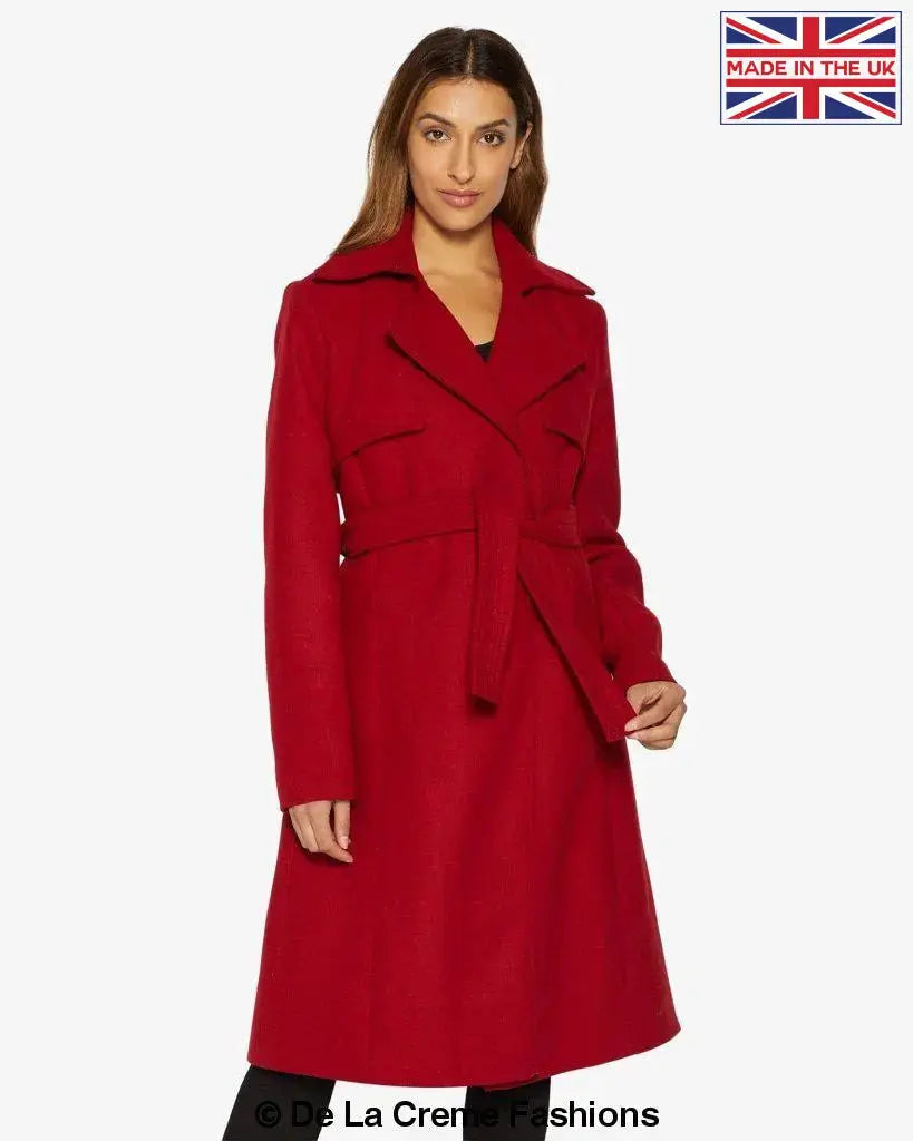 Dina Lapel Collar Duster Coat With Belt