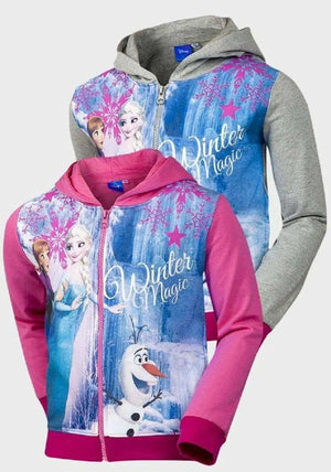 Disney - Girls Frozen Princess Anna Elsa Olaf Hooded Long Sleeved Jacket
