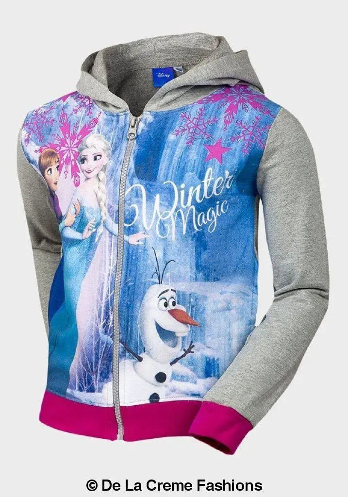 Disney - Girls Frozen Princess Anna Elsa Olaf Hooded Long Sleeved Jacket