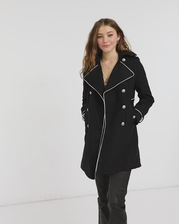 Military Coat with Contrast Buttons (C10215)