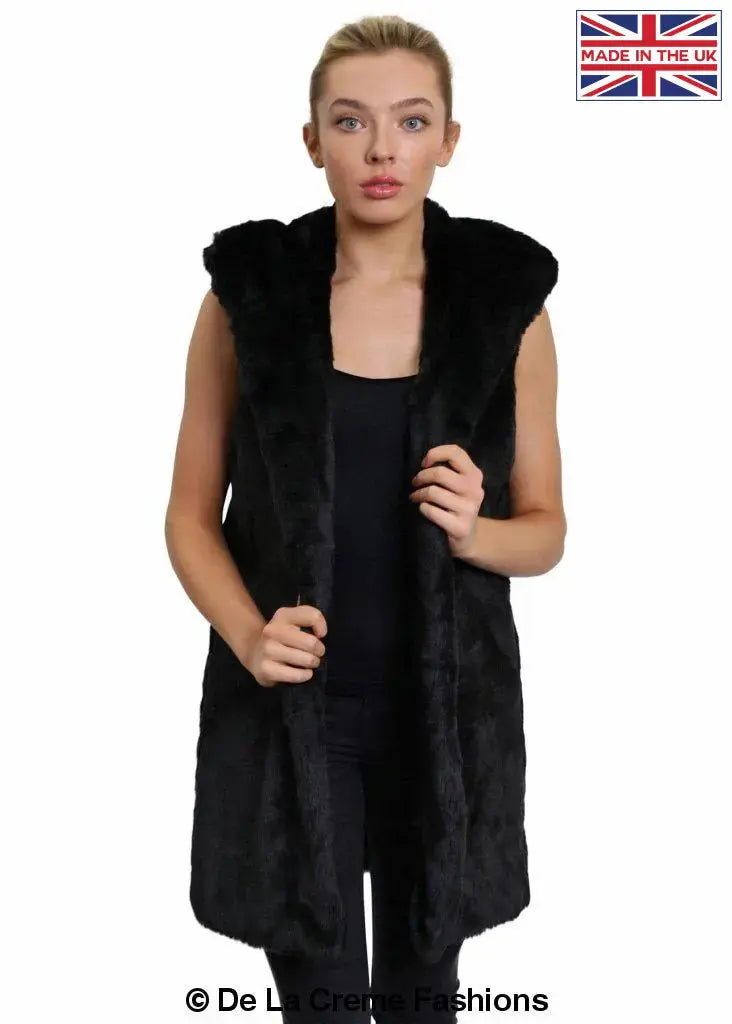 Faux fur hooded sales gilet