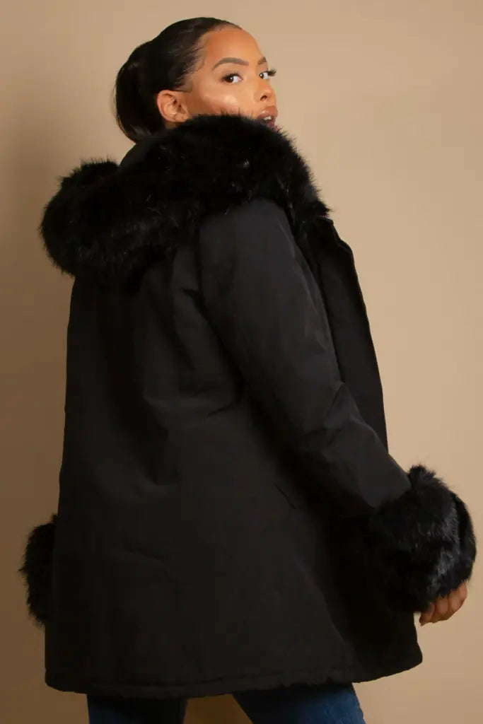 Faux fur 2025 cuff coat