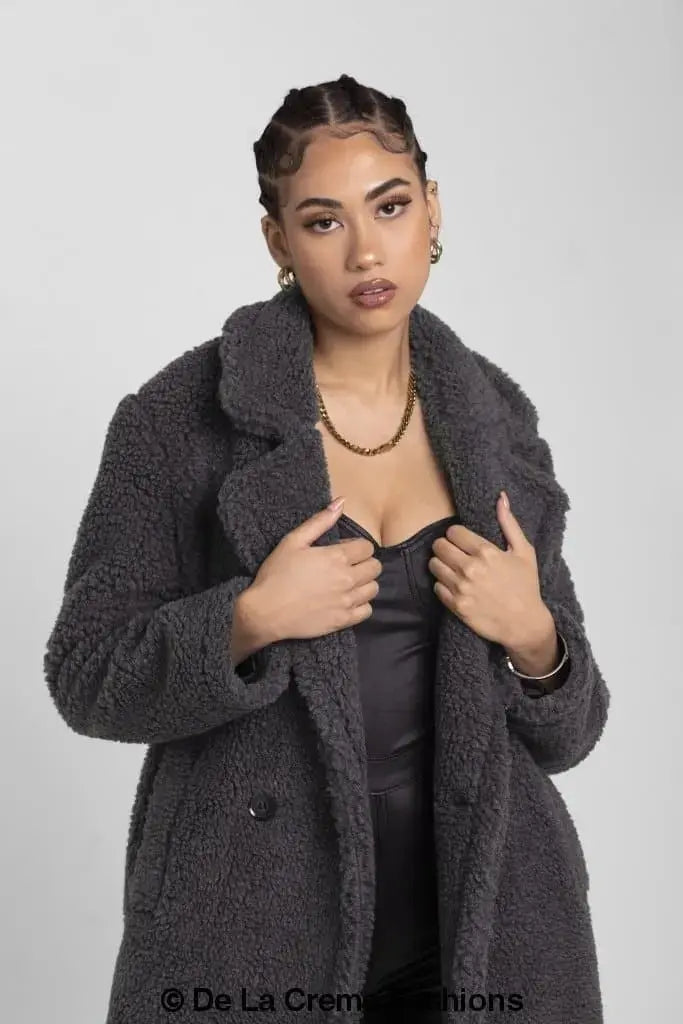 Borg teddy top coat womens
