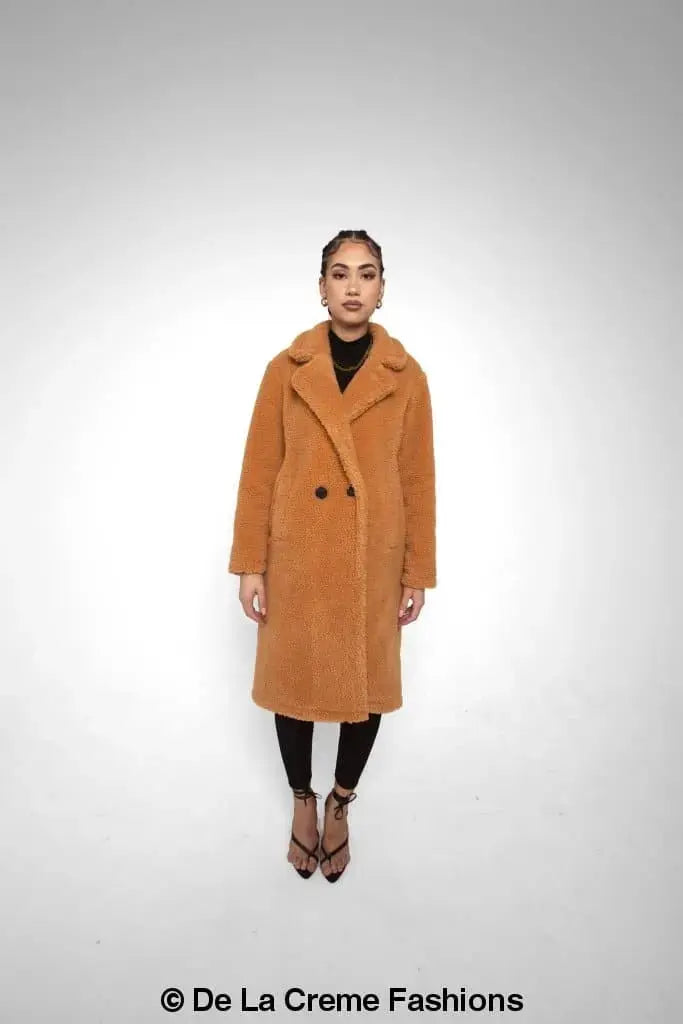 Double breasted top teddy coat