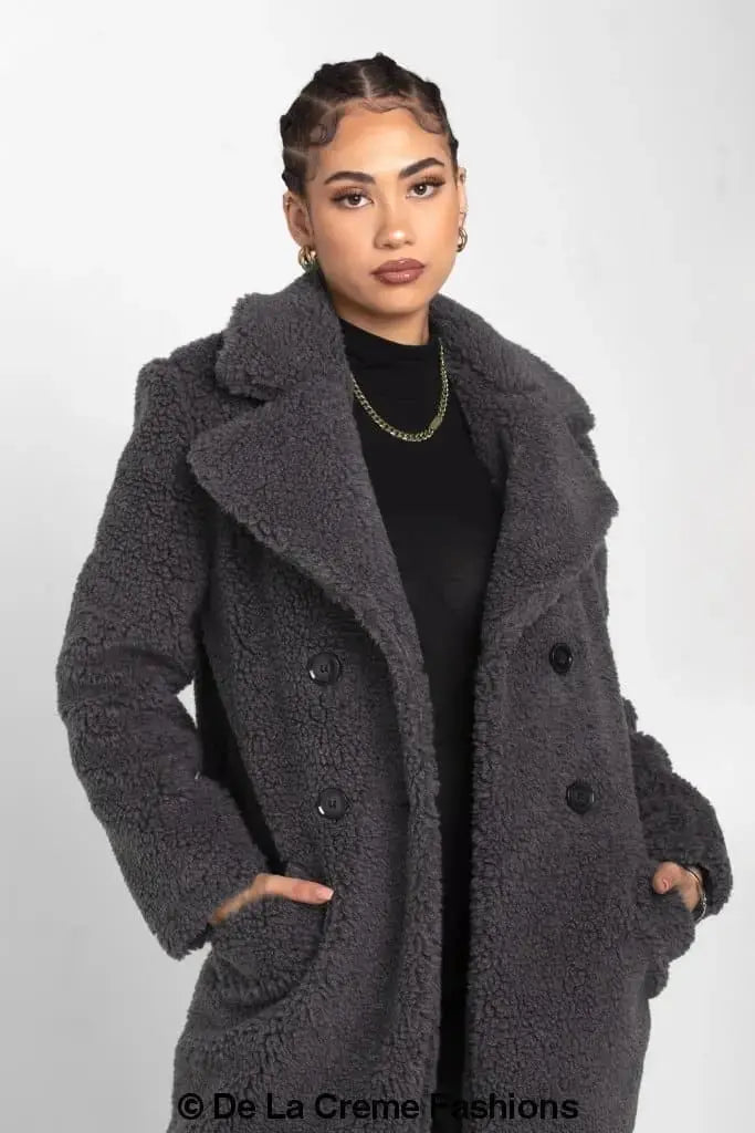 Dark grey top teddy coat