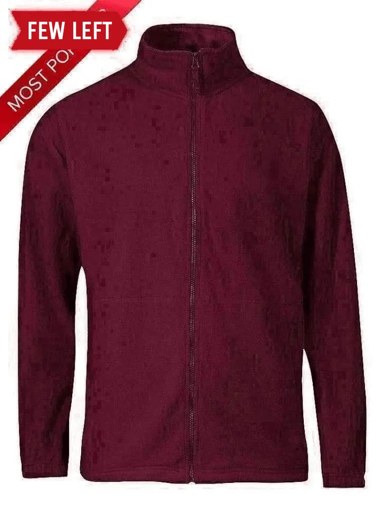 JB's Wear - Mens Burgundy Zip-Through Warm Fleece Jacket