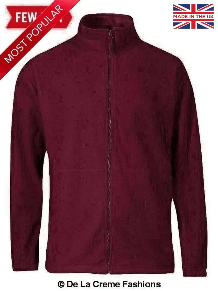 JB's Wear - Mens Burgundy Zip-Through Warm Fleece Jacket