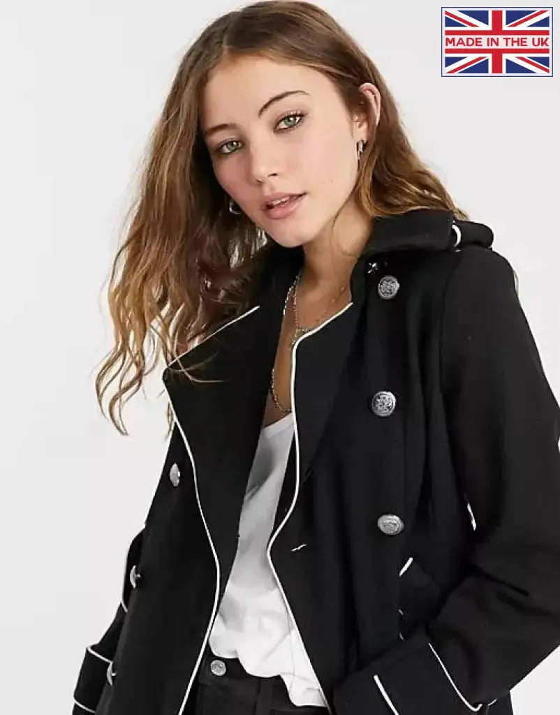 Womens black sale military coat