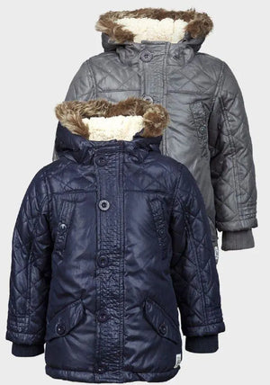 Minoti - Boys Quilted Winter Padded Jacket Faux Fur Hooded Puffa Coat
