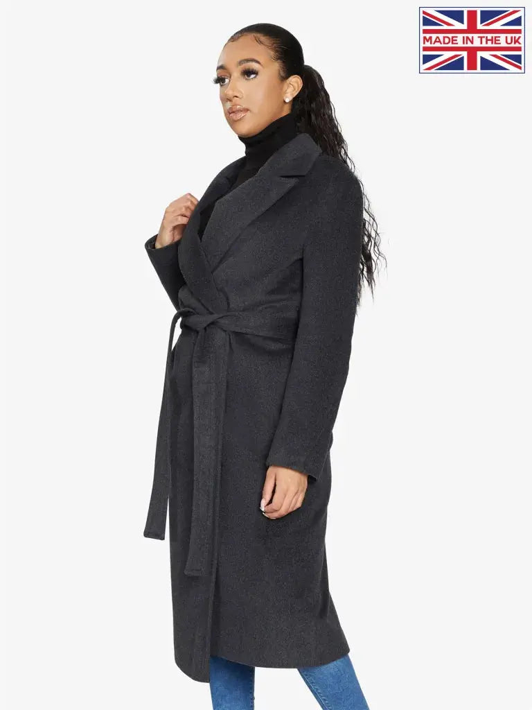 De La Creme Womens Belted Longline Duster Coat