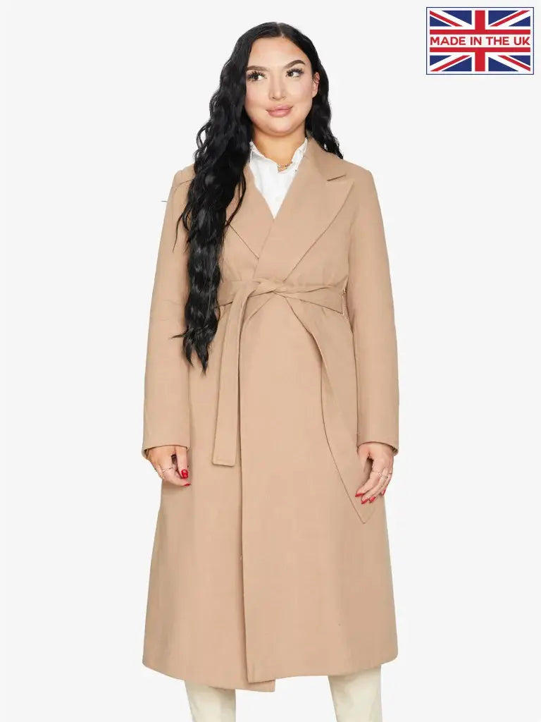 De La Creme Womens Belted Longline Duster Coat