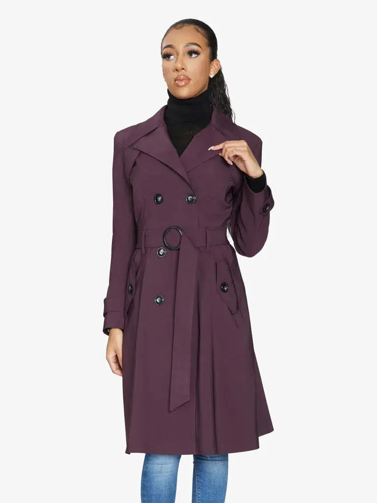 De La Creme Womens Spring Summer Double Breasted Trench Coat
