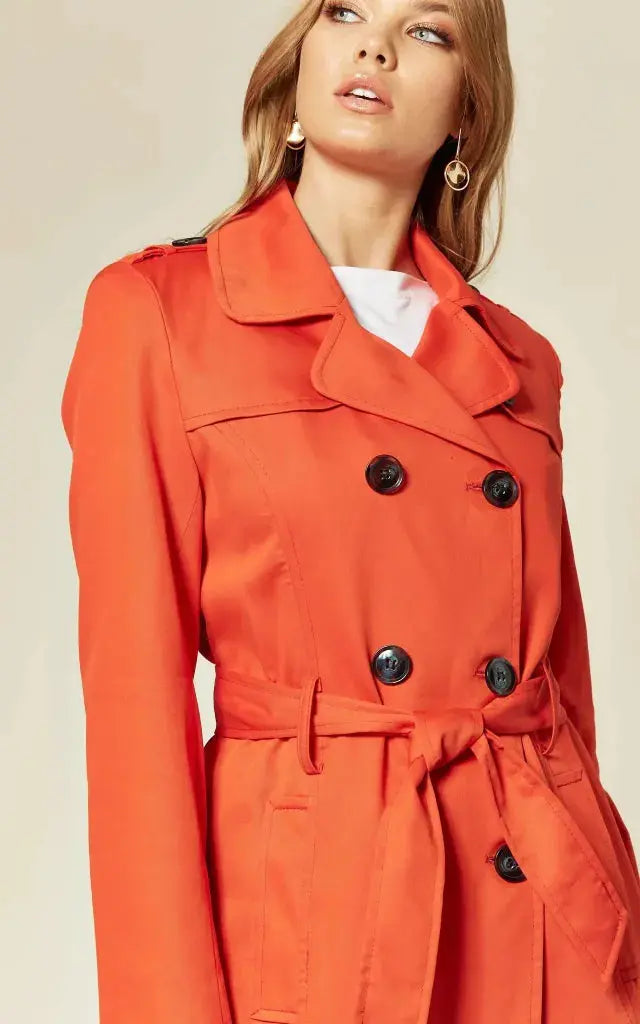 Orange trench 2025 coat womens