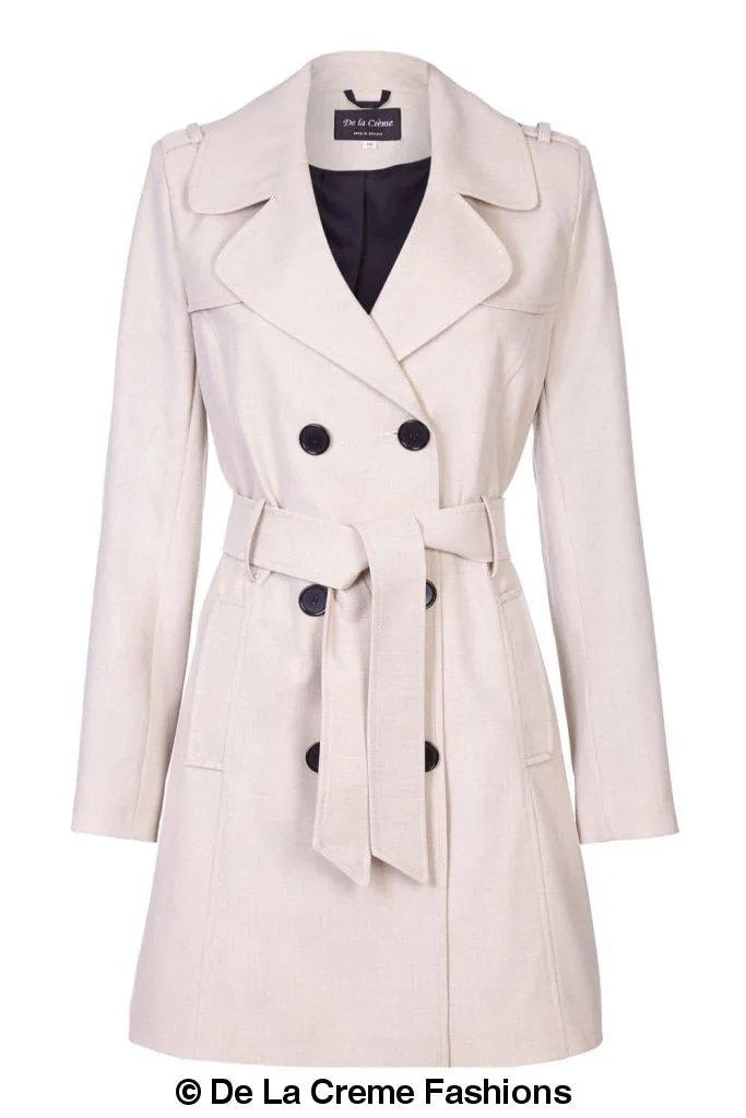 De La Creme - Womens Spring/Summer Double Breasted Trench Coat