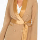 Tailored Belted Blazer With Satin Lapel