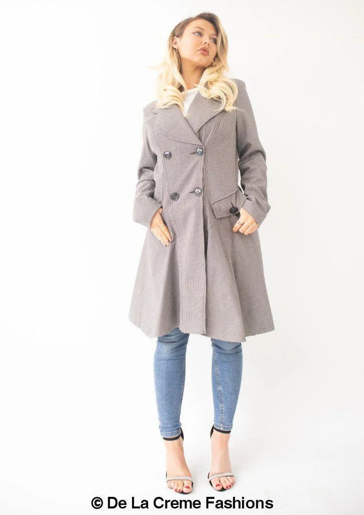 Vanessa Dogtooth Fit and Flare Mac Coat