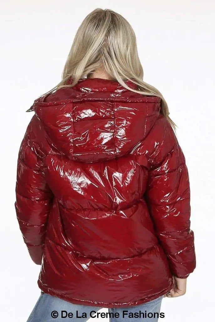 High Shine Funnel Neck Quilted Jacket