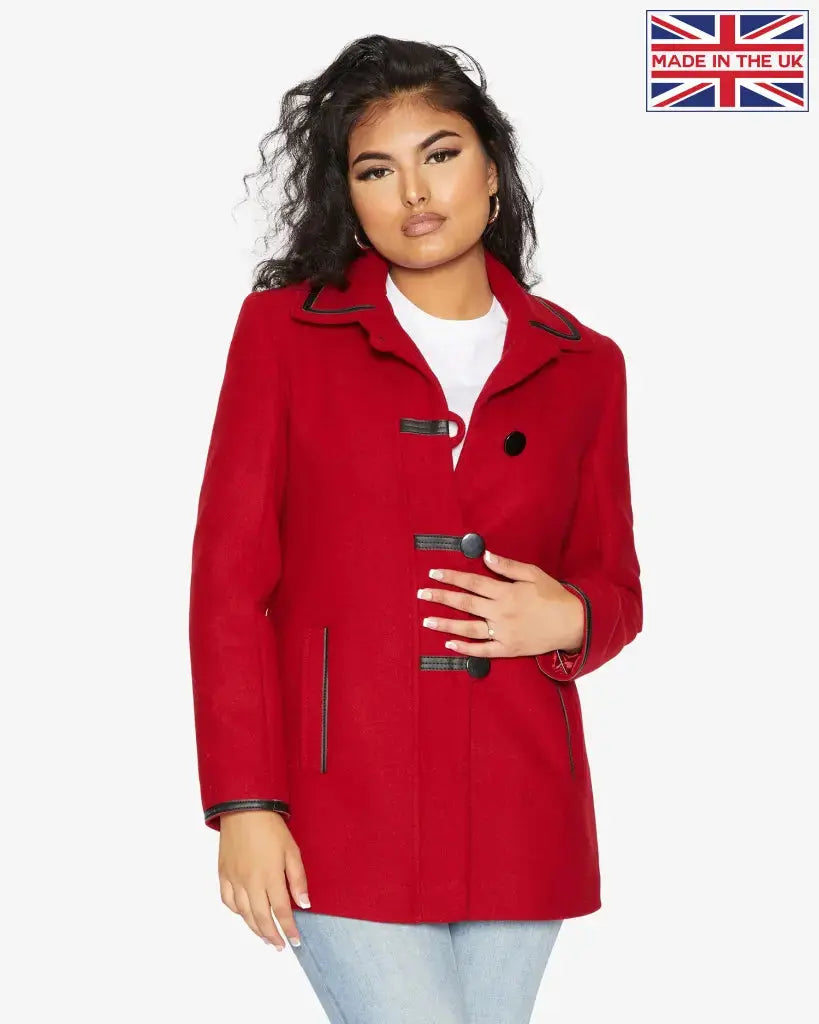 Womens red wool blend 2025 coat