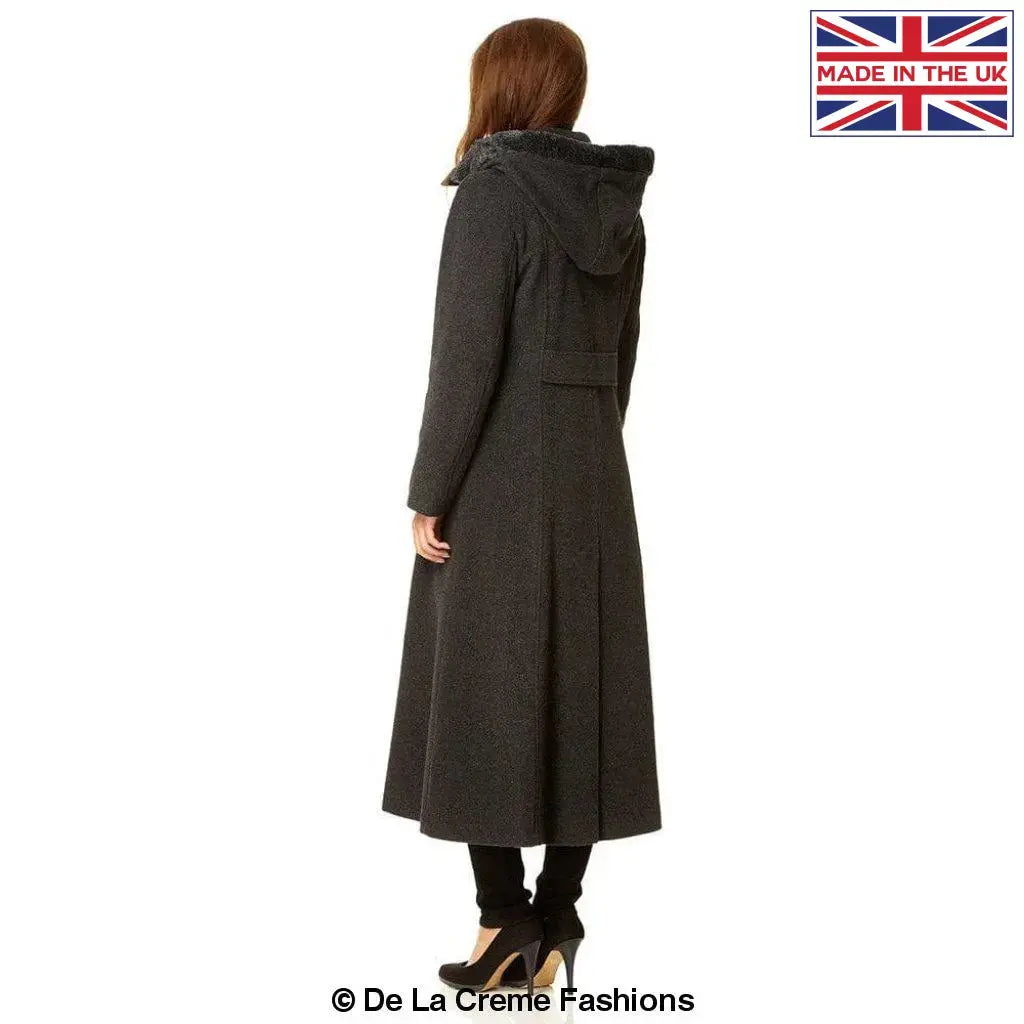 Alexa wool coat with sales hood and removable fur