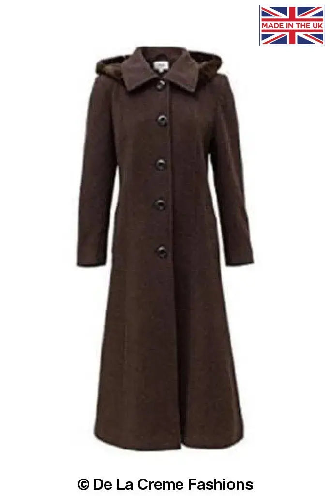 De La Creme Womens Wool Blend Faux Fur Trim Hooded Long Coat